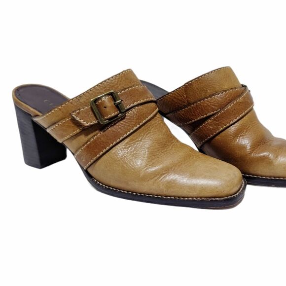 GIANNI BINI Honey Brown Buckle Accent Slip On Mule - Picture 8 of 13